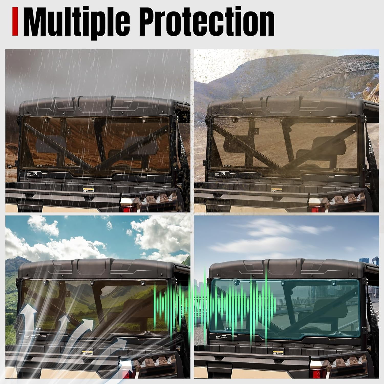 A & UTV PRO Rear Window Tinted for 2017-2025 Polaris Ranger XP 1000/Crew, 2020-2025 Ranger 1000/Crew, 2013-2019 Polaris Ranger XP 900/Crew, UTV Dark Back Windshield Accessories