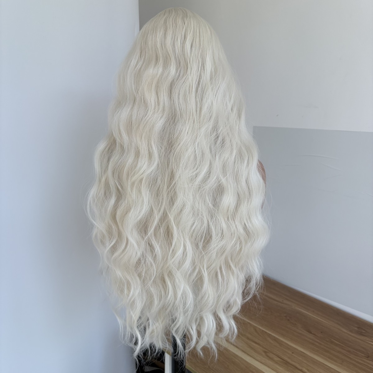 MISSWEN Platinum Blonde Synthetic Wigs 26 inch Long Glueless Lace Front Wigs Natural