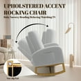 thumbnail image 2 of Light Gray Upholstered Nursery Rocking Chair-High Backrest Glider with Solid Wood Legs-Side Pocket Storage-Comfortable Accent Rocker for Living Room Bedroom Nursery-Soft Fabric Design, 2 of 7