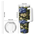 thumbnail image 5 of Blueberry Floral Botanical Cup Insulated Tumbler Stainless Steel Vacuum Travel Mug 40 oz with Handle and Straw Lid, 5 of 7