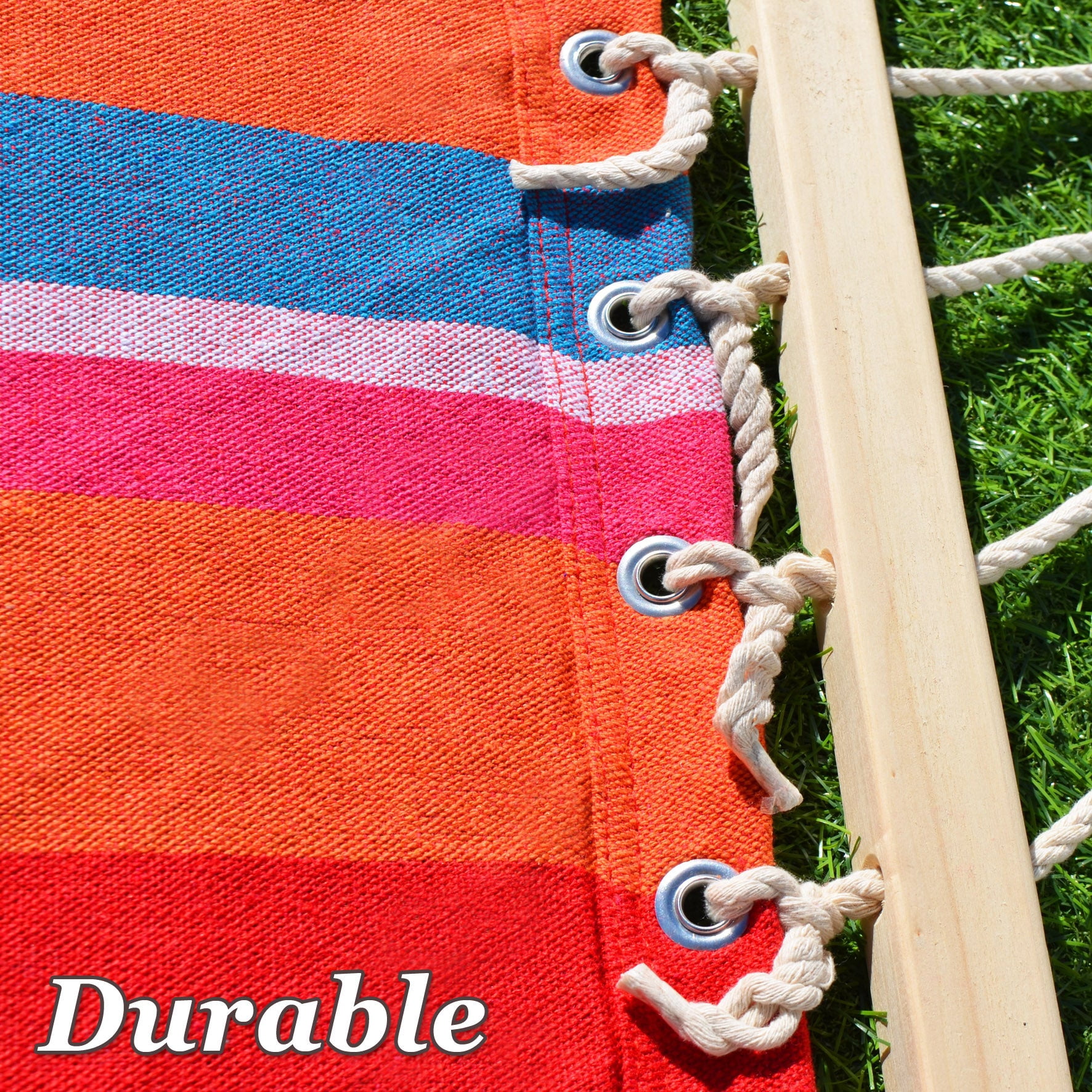 SUNRISEUMBRELLA 79''x55'' Quilted Hammocks for Outside Hammock for Outdoor Garden Balcony, Quilted Fabric Hammock with Pillow Heavy Duty Double Hammock with Spreader Bar, 330 Pound Capacity