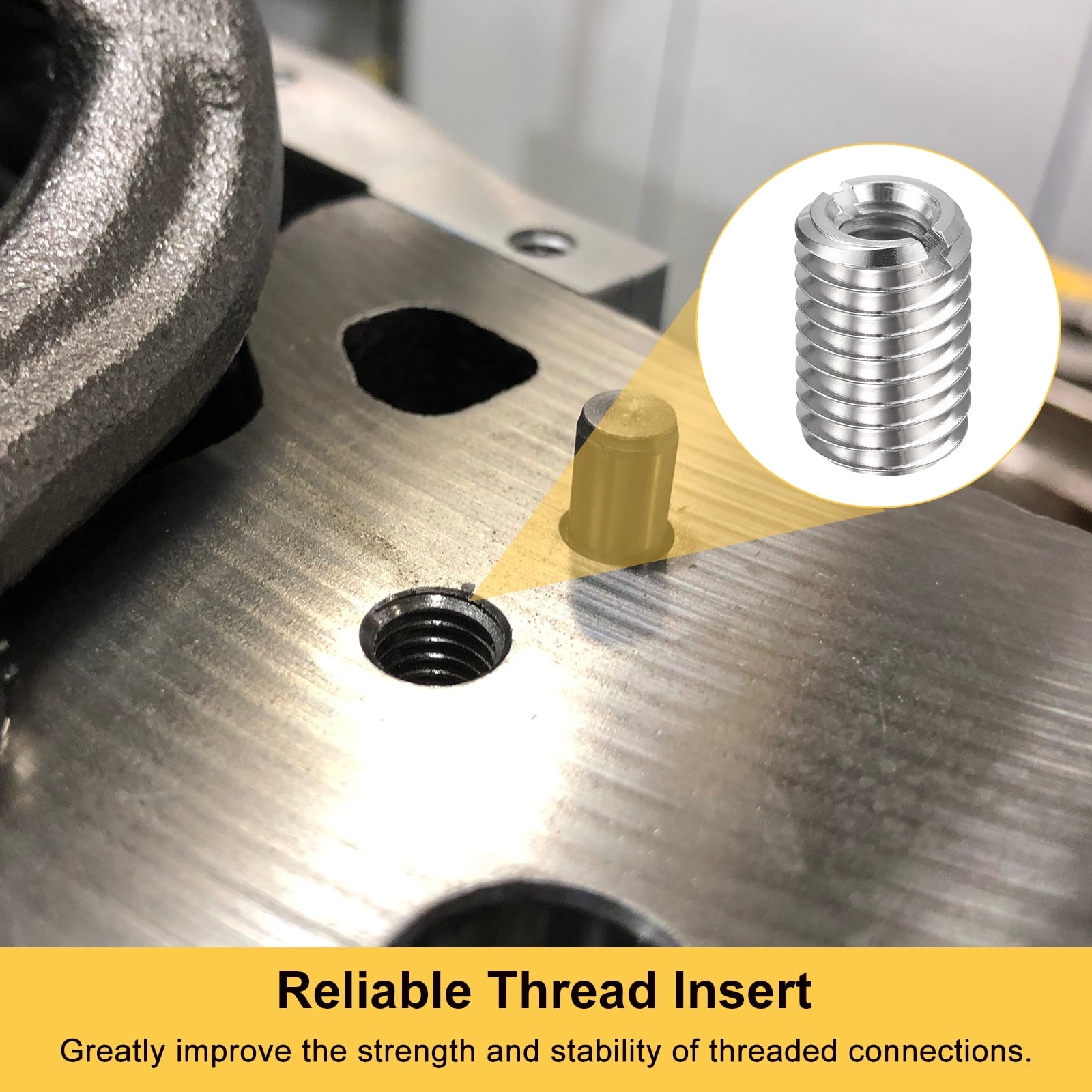 Uxcell 40pcs Thread Repair Inserts M10 x 1.5 Male to M6 x 1 Female Thread 15mm Long Stainless Steel Reducing Nuts Metric Self Tapping Sleeves