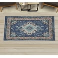 thumbnail image 1 of Vintage Decorative Rug, Leafy Nostalgic Ornaments and Shapes Artwork with Ethnic Vibes Print, Quality Carpet for Bedroom Dorm and Living Room, 6 Sizes, Royal Blue and Eggshell, by Ambesonne, 1 of 1