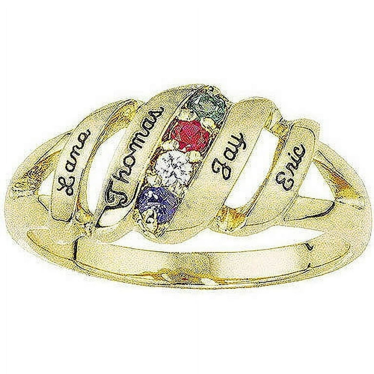 Personalized Family Jewelry Adoring Mother s Birthstone Ring Available in Gold Over Sterling Silver Yellow and White Gold Girl s Size One Size