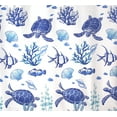 thumbnail image 3 of Coastal Ocean Fabric Shower Curtain for Bathroom: Sea Life Turtle Fish Coral with Blue Border Design, 3 of 5