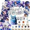 AOWEE Starry Sky Theme Party Decoration, Astronaut Theme Birthday Decor Metallic Night Blue Galaxy Balloon Garland Arch for Boy Birthday