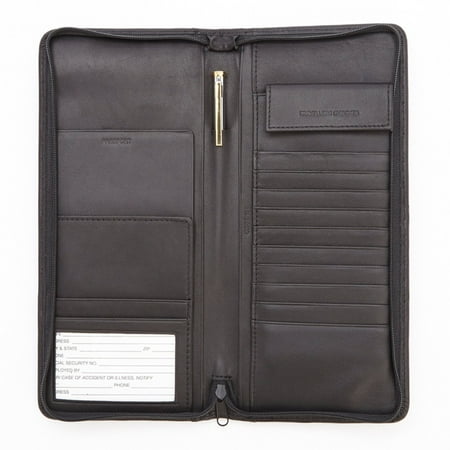 Executive Zippered Travel Document Passport Case and Credit Card Wallet