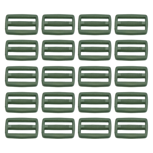 Unique Bargains 1 Inch Tri-Glide Slide Buckles Webbing Strap Fastener, Dark Green, 50 Pack