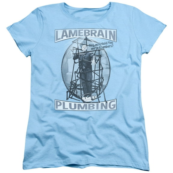 Three Stooges Lamebrain Plumbing S/S Women's T-Shirt Light Blue