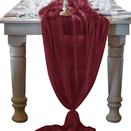 

10ft Dusty Blue Chiffon Table Runner 29x120 Inches Romantic Wedding Runner Sheer Bridal Party Decorations