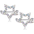 thumbnail image 1 of Piercing para pezón KATEA con forma de estrella y diamantes de imitación pavimentados, acero inoxidable 14G, protección para pezones, se vende por pares., 1 of 3