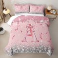 thumbnail image 2 of Homewish Dreamy Glitters Print Twin Quilt Set for Girls, Pink Bling A Letter Twin Coverlet Set, 2 of 7