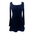 thumbnail image 5 of DHFJKG Womens Ribbed Mini Dress Square Neck Long Sleeve Party Wear Cute Y2K Clothes Slim Fit Solid Color Date Soft Dresses, 5 of 6