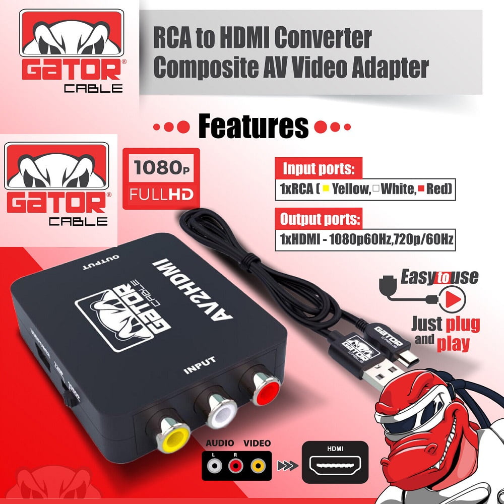 RCA to HDMI Converter Composite AV CVBS Video Adapter 720p 1080p W ii NES  SNES, 1 - Kroger