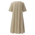 thumbnail image 4 of Vestido largo bohemio para mujer talla grande - Manga corta, cuello en V, estampado floral - Poliéster ligero, informal para la oficina/vacaciones/fiestas, 4 of 5
