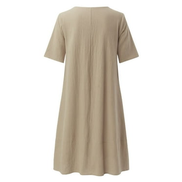 PEASKJP Womens Dress Women's Tank Top Bodycon Ruched Sleeveless Basic Midi Party Dress (Khaki,5XL)