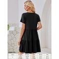 thumbnail image 3 of Fancyglim Women Dresses Plus V Neck Short Sleeve Casual Dress with Pockets M-4XL, 3 of 5