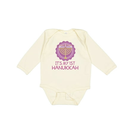 

Inktastic My 1st Hanukkah Festival Girls Gift Baby Girl Long Sleeve Bodysuit