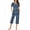 Blue, variant on Tnhcen Women's Short Sleeve Pajamas Set Round Neck Nightwear with Capri Pants Soft Pjs Set Homewear S-3XL