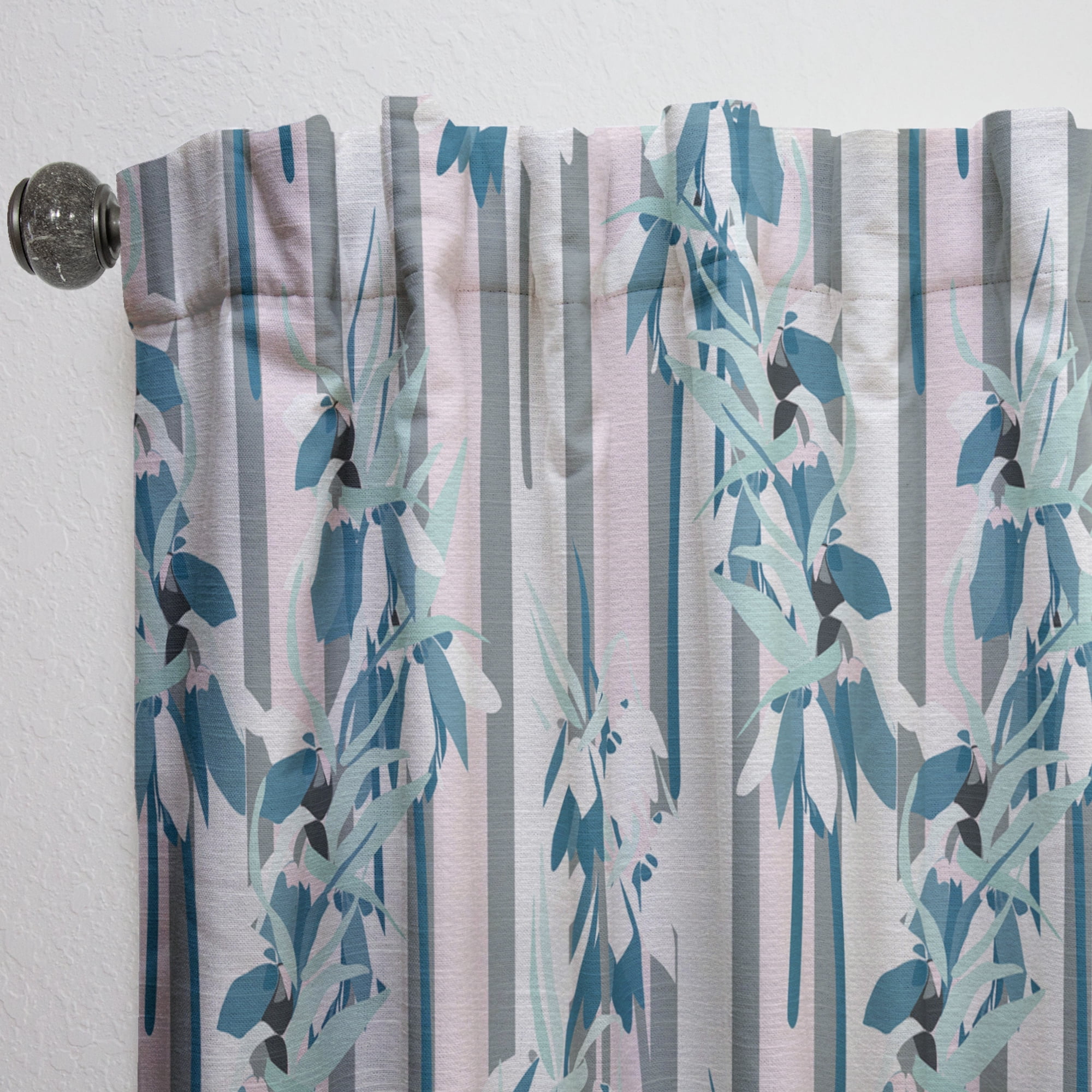 Designart 'Retro Lilies Flowers' Mid-Century Modern Curtain Panel