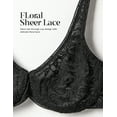 thumbnail image 3 of Wingslove Women's Sexy Sheer Lace Push Up Bra Underwire Mesh Plunge Bralette Unlined Bra, Black 40DD, 3 of 5