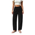 thumbnail image 5 of Horkkom Corduroy Pants Women Elastic Waist Drawstring Sweatpants Casual Soft Comfy Loose Pants with Pocket XXL, 5 of 10