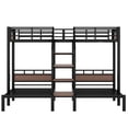 thumbnail image 6 of Bellemave Triple Bunk Beds with Stairs, Metal Twin Over Twin Over Twin Bunk Bed with Storage Shelves, Bunk Bed with Desk for 3 Teens Adults(Black）, 6 of 8