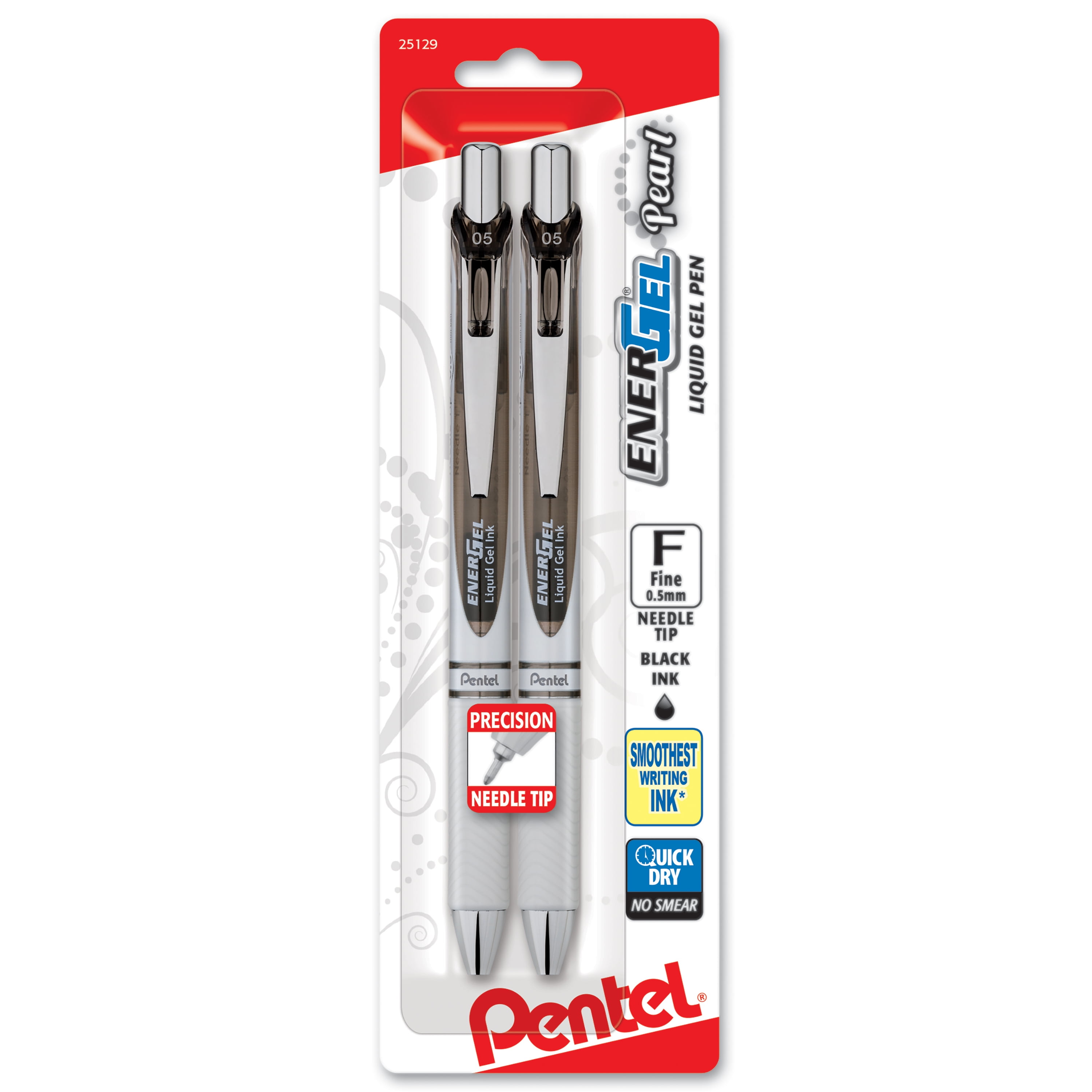 Pentel EnerGel Pearl (0.5mm) Fine Line, Black Accent, Black Ink 2pk