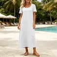 thumbnail image 4 of Bxsruta Womens Casual Maxi Dress Short Sleeve Scoop Neck Loose Flowy T-Shirt Dresses with Pockets, 4 of 7