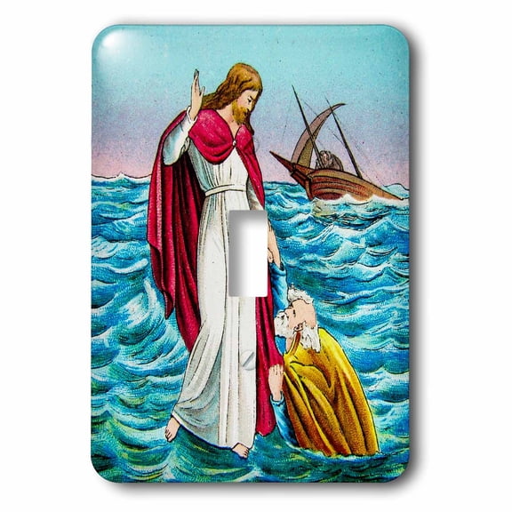 3dRose, Jesus Walking on Water Bible Miracle Christian Magic Lantern 1890, single toggle switch