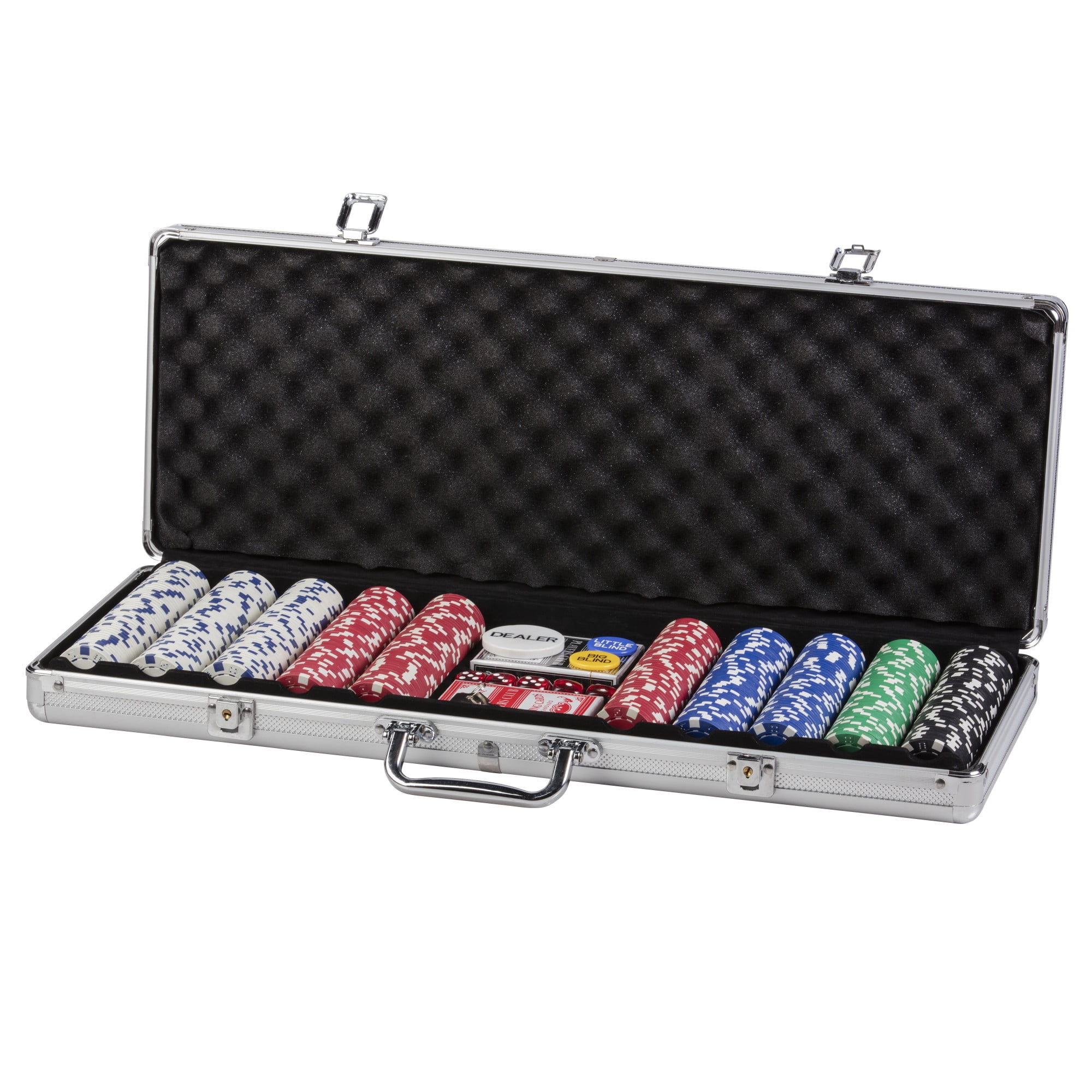 Pokerkoffer Pokerchips Silber Pokerset 2x Poker 300 Chips Laserchips Koffer 