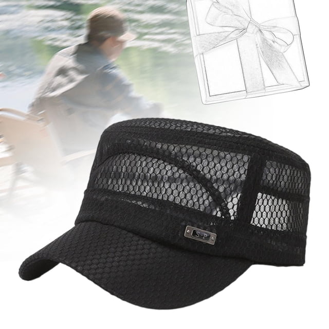 Sombrero de Malla para Hombre, Sombrero con Protección Solar, Gorra de Béisbol, Sombrero para Correr para Deportes Al Aire Libre Negro
