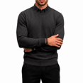 thumbnail image 5 of FOPSUFGWFO Men's Knit Sweaters 2 in 1 Crew Neck Sweatshirts With Shirt Collar Long Sleeve Pullover Tops for Business L, 5 of 6