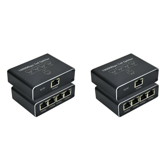 2X 5 Port Gigabit Ethernet Switch with USB Power Cable, 1000Mbps Splitter 1 to 4 Out , for Cat 5/5E/6/7/8
