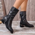 thumbnail image 6 of Xiaoxatg Women's Mid-Calf Boots Winter Fashion Leather Back Zipper Comfortable Temperament Stylish Footwear 7 Black, 6 of 8