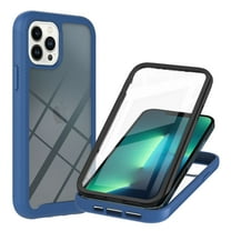 Dteck Case for iPhone 14 Pro 6.1 inch (2022 Release), Dual Layer Rugged Clear Bumper Case with Built-in Screen Protector,Blue