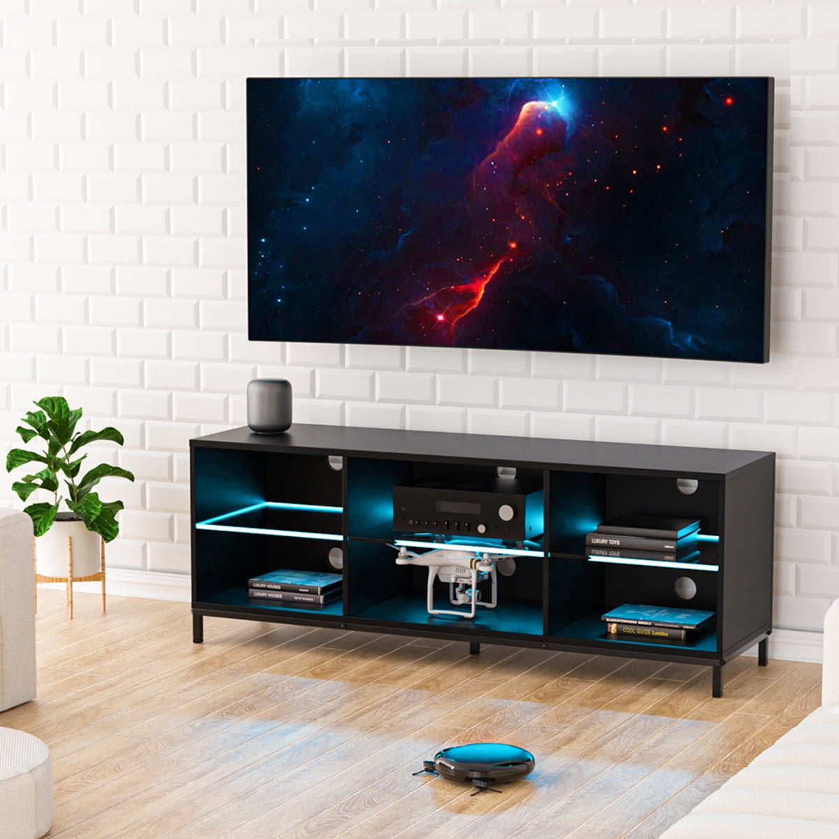 Buy LED TV Stand for 65 TV Modern Entertainment Center with LED Lights