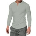 thumbnail image 4 of AMERTEER T-Shirt Homme Manches Longues Col Rond Bouton Uni Décontracté, 4 of 6