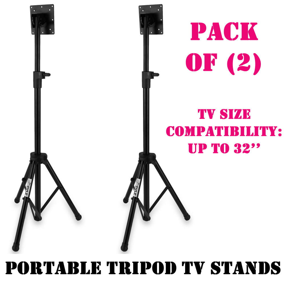 Pack of 2 LCD Flat Panel Monitor Mount Pyle Portable Tripod TV Stand 