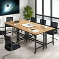 thumbnail image 2 of Costway 4 PCS Rolling Computer Desk Metal Frame PC Laptop Table Wood Top Study Workstation, 2 of 10