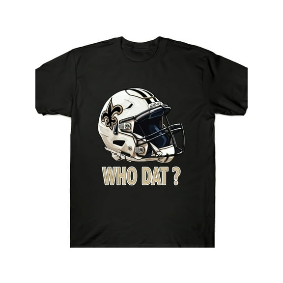 Men's Cotton Pattern T-Shirt, New Orleans Who Dat Football Cap T-Shirt. Comfortable, Breathable, Casual Summer T-Shirt 100% Cotton 220G