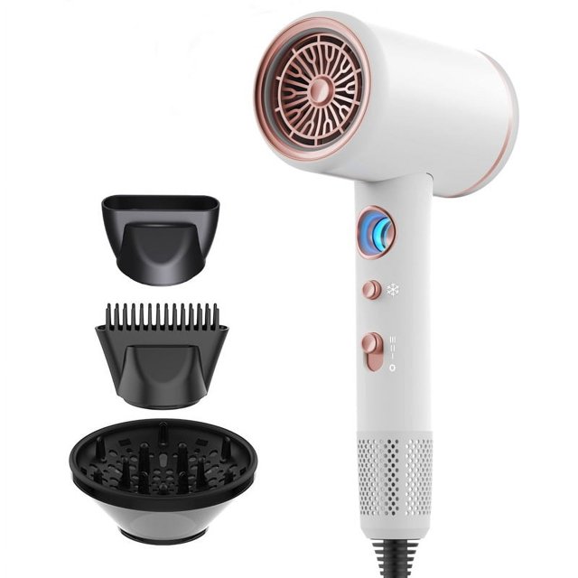 Secador de pelo doméstico de alta potencia con pantalla de control de temperatura, secador de pelo de aire frío y caliente, 6 velocidades, gran viento, anión