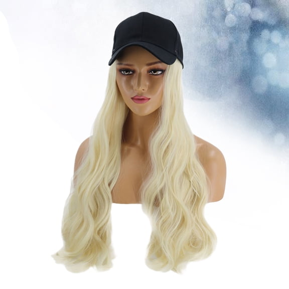 FONDOTIN Women Wigs 1Set Wig Hat Curly Hair Extension Cap with Heat Resistant Synthetic Fibers Light Golden Beige