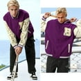 thumbnail image 5 of HISITOSA Mens Varsity College Jacket Baseball Bomber Jacket Vintage Sweatshirt Casual Unisex Streetwear Coats with Patch, 5 of 7