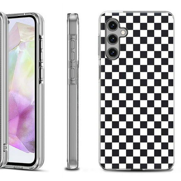 OneToughShield ® Shockproof Phone Case Compatible with Samsung Galaxy A35 5G - Checker B/W