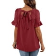 thumbnail image 4 of Blusas y blusas para mujer Elegantes camisas de verano con mangas con volantes y cuello cuadrado Blusas con lazo en la espalda OAVQHLG3B Store lin121212, 4 of 5