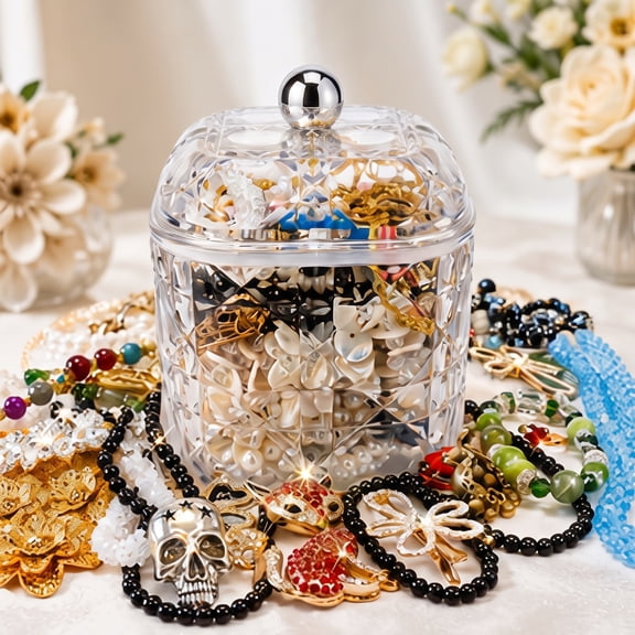 Mystery Jewelry Jar, 45-50 Pcs Surprise Vintage Jewelry for Women,Including Necklaces, Earrings, Rings, Hair Clips, And Brooches, Making It The Birthday, Christmas, and Valentine'S Day Gift