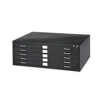 Safco 5 Drawer Metal Flat Files Cabinet for 24" x 36" Documents in Black