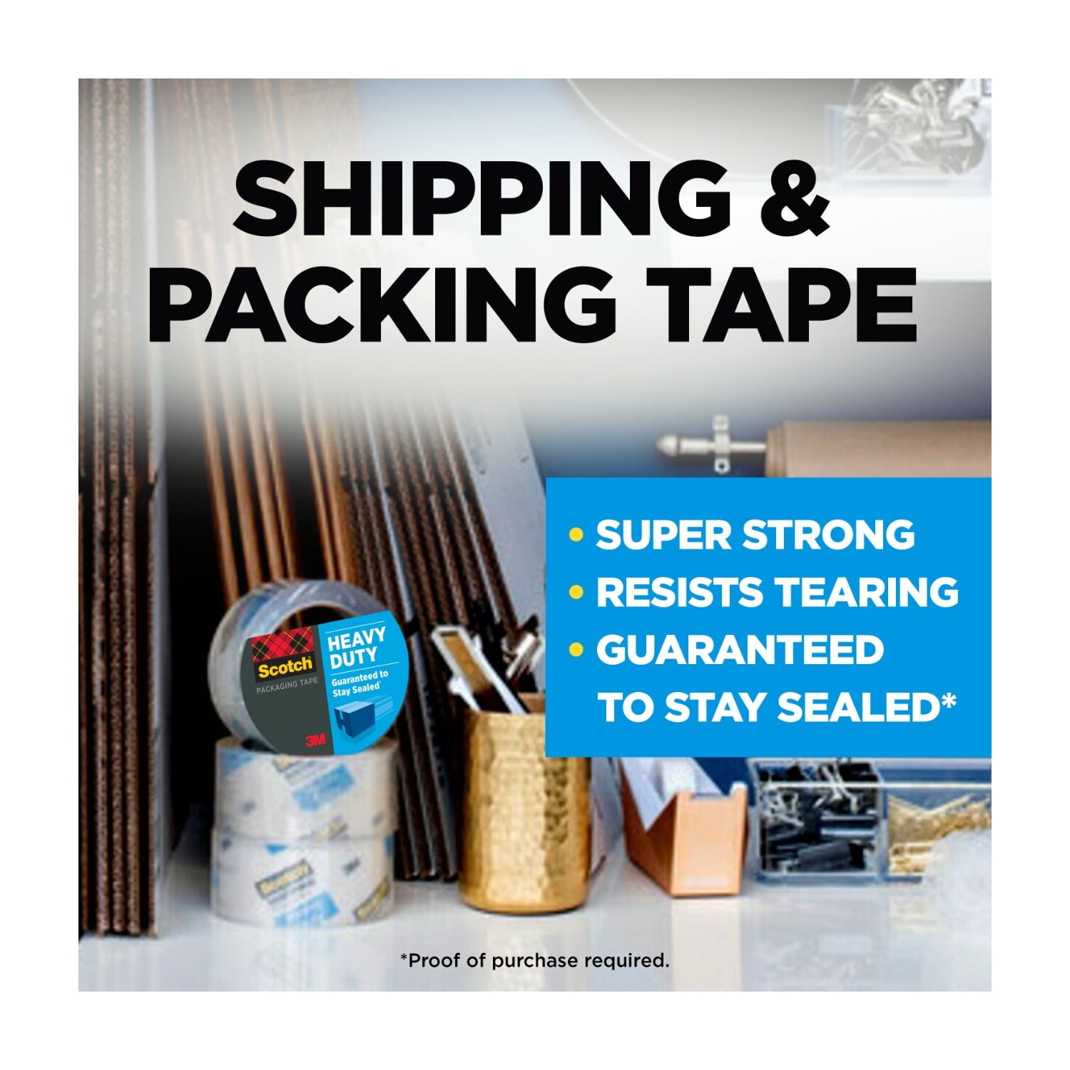 Scotch Heavy Duty Shipping Packaging Tape, 1.88 in x 38.2 yd, 1 Refill Roll