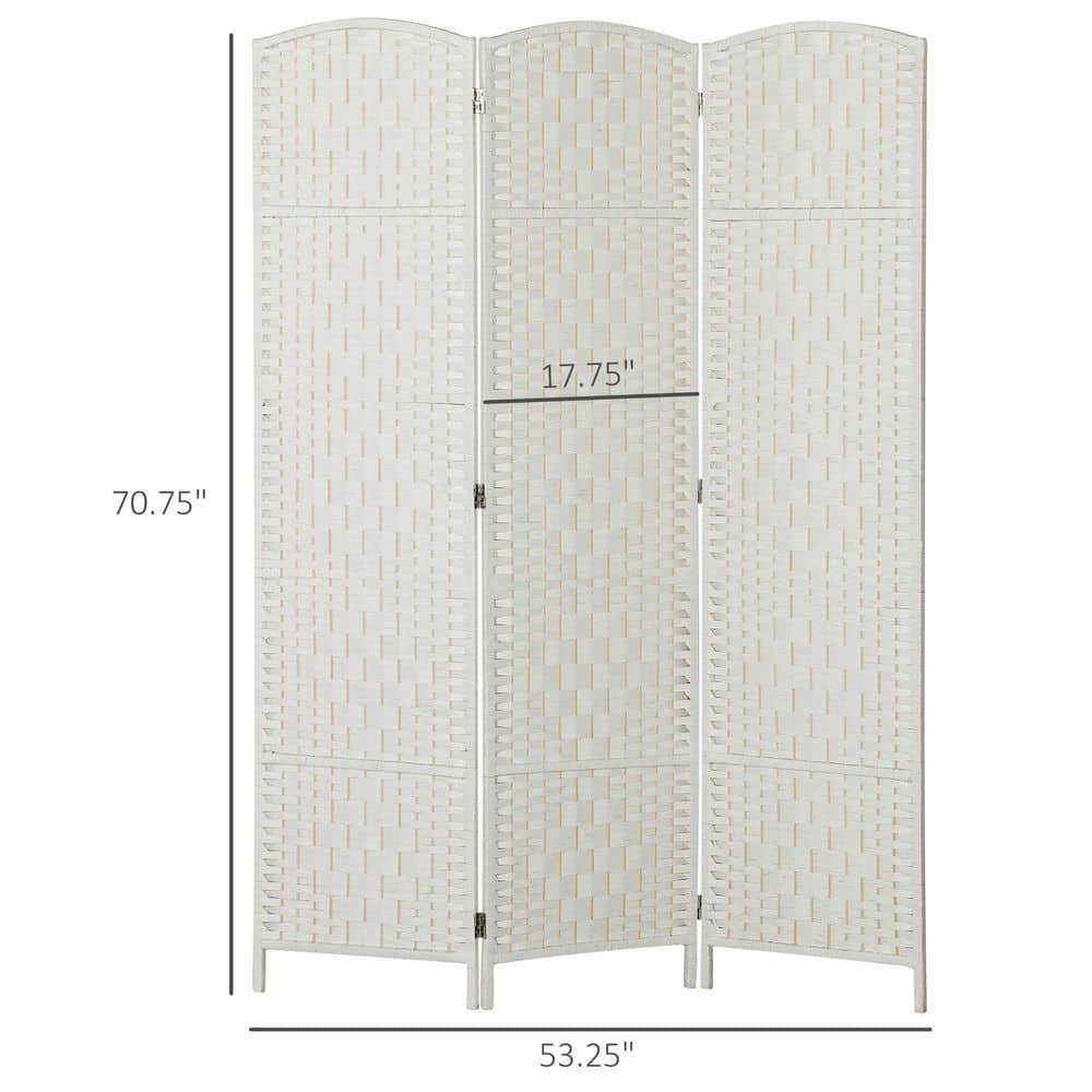Spaco 3 Panel Folding Privacy Screen, 6FT Tall Portable Weave Partition Wall Divider, Room Divider for Indoor as Living Room, Entryway, White